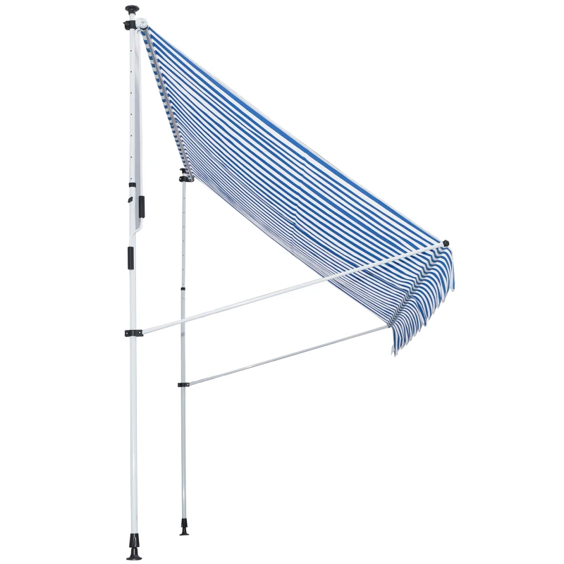 Outsunny luifel knikarm klemluifel zonwering zwengel balkon aluminium 3 x 1,5 m blauw