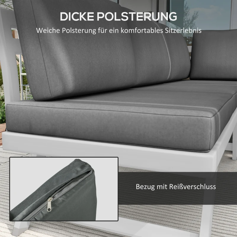 Outsunny Loungemeubelset - 4-delig, 115 cm x 61 cm x 65 cm, Grijs + Wit
