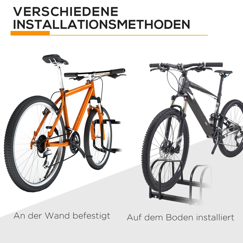 HOMCOM Fietsenstandaard voor 6 Fietsen, Weerbestendig, Wand- of Vloermontage, Staal, 179 x 33 x 27 cm