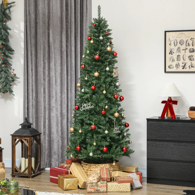 HOMCOM Albero di Natale 210 cm Illuminato con 350 Luci Bianche e Colorate, 9 Modalità di Illuminazione