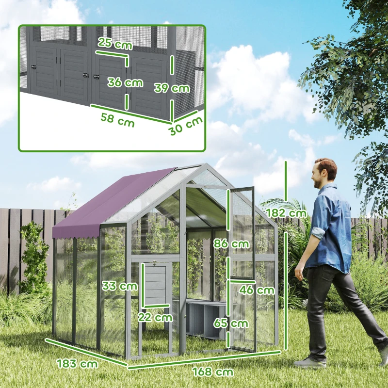 PawHut Large Walk In Chicken Run with Waterproof & Anti-UV Cover, for 6-8 Chickens, for Garden, Farm, 5.5' x 6' x 6'