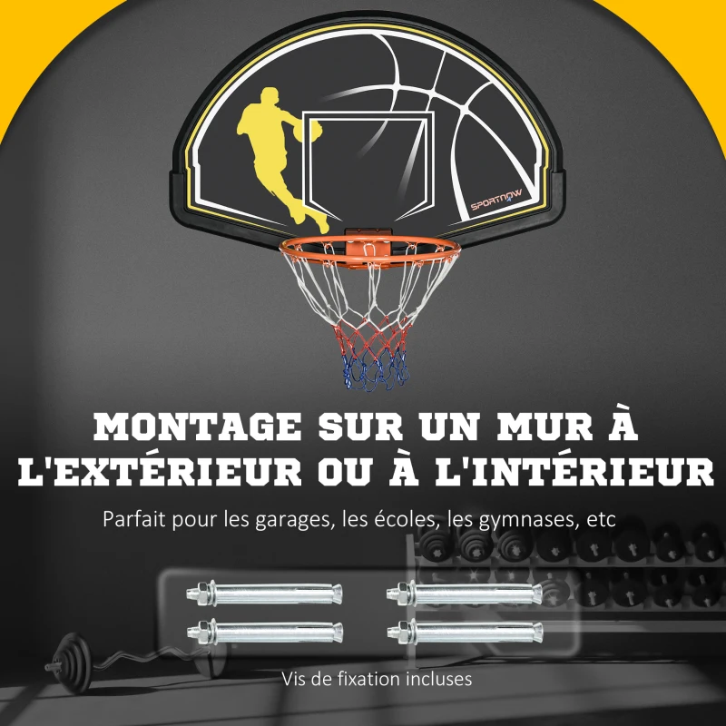 SPORTNOW Panier de basketball mural avec panier spécial intérieur extérieur 70 x 110 x 90 cm noir