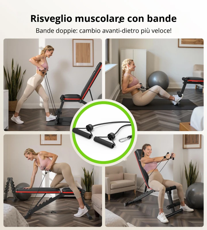 Panca per pesi multifunzionale, pieghevole & salvaspazio, telaio in acciaio robusto, 110x40,6x40,6 cm, Nero
