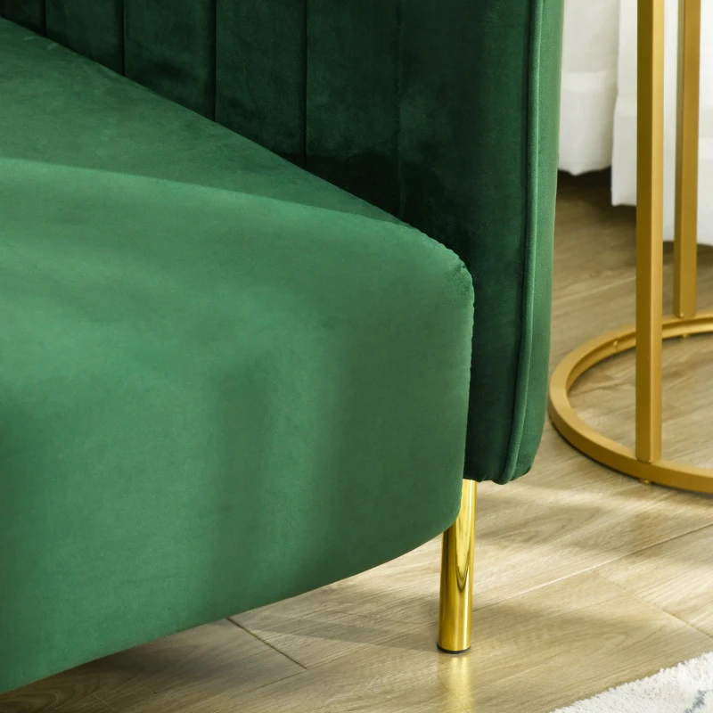 HOMCOM Canapea Modernă cu 3 Locuri, cu Perne Căptușite, Picioare din Oțel și Material Catifelat, 200x88x76 cm, Verde