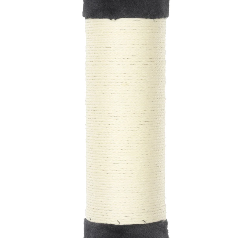 PawHut Plafondhoge krabpaal 225-255 cm, verstelbare kattenboom met 5 niveaus, 3 sisal krabpalen, hangmat en platformen