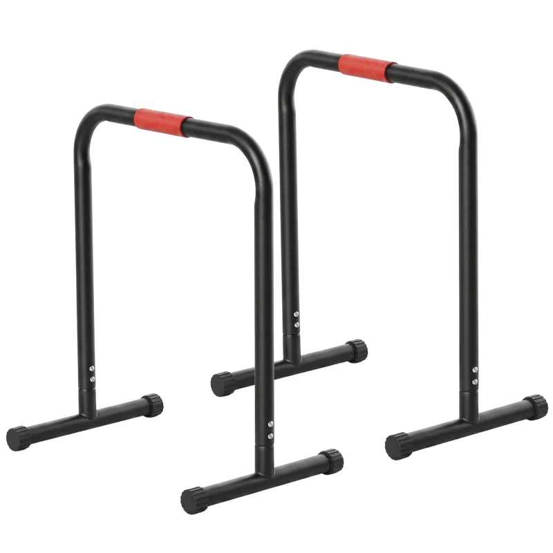 HOMCOM Barras Paralelas Training Soporte con Mango Extra Ancho para Flexiones Inclinadas Musculación Calistenia Dips 63x41x73 cm Negro