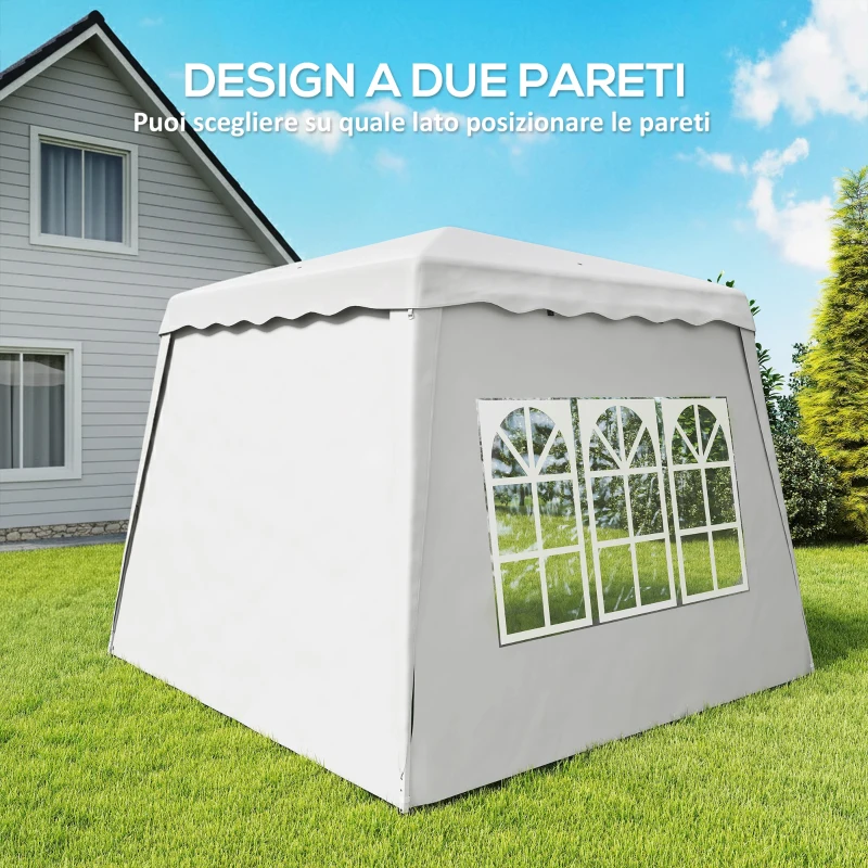 Outsunny Gazebo da Giardino Pieghevole ad Altezza Regolabile in Acciaio e Tessuto Oxford, 2.4x2.4x2.5m