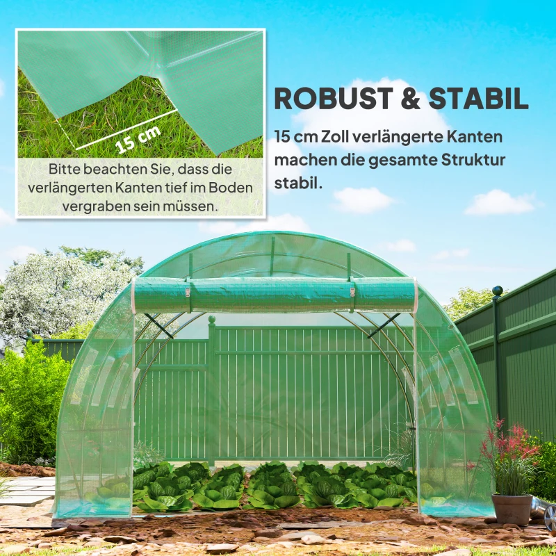 Outsunny Vervangende kasafdekking, weerbestendig, 400 cm x 300 cm x 200 cm, Transparant, Groen