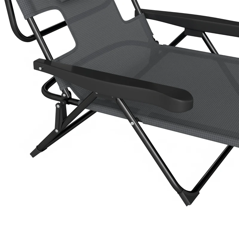 Outsunny Tuinstoel Ligstoel, opvouwbaar, weerbestendig, 194 cm x 72 cm x 89 cm, Zwart + Donkergrijs