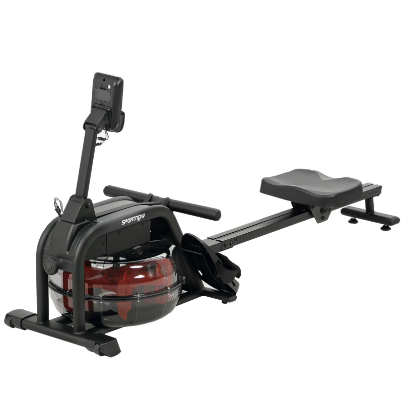 SPORTNOW Roeimachine voor training, roeimachine met 6-11 L watertank, LCD-monitor, telefoonhouder, 135 kg draagvermogen, staal, zwart