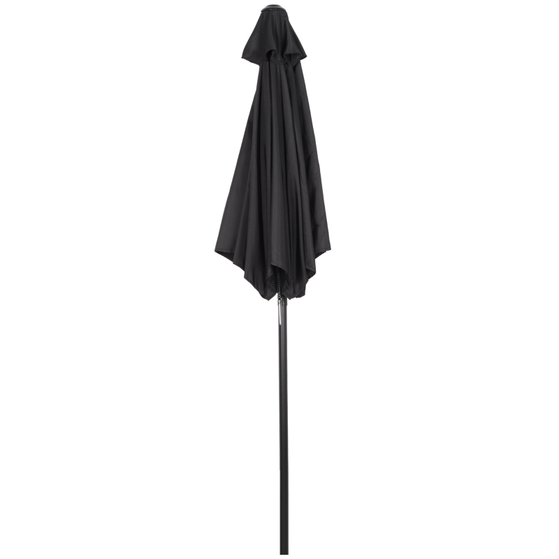 Outsunny Parasol Ø196 cm met Kantelfunctie, Zeshoekig voor Strand, Balkon en Tuin, Zwart