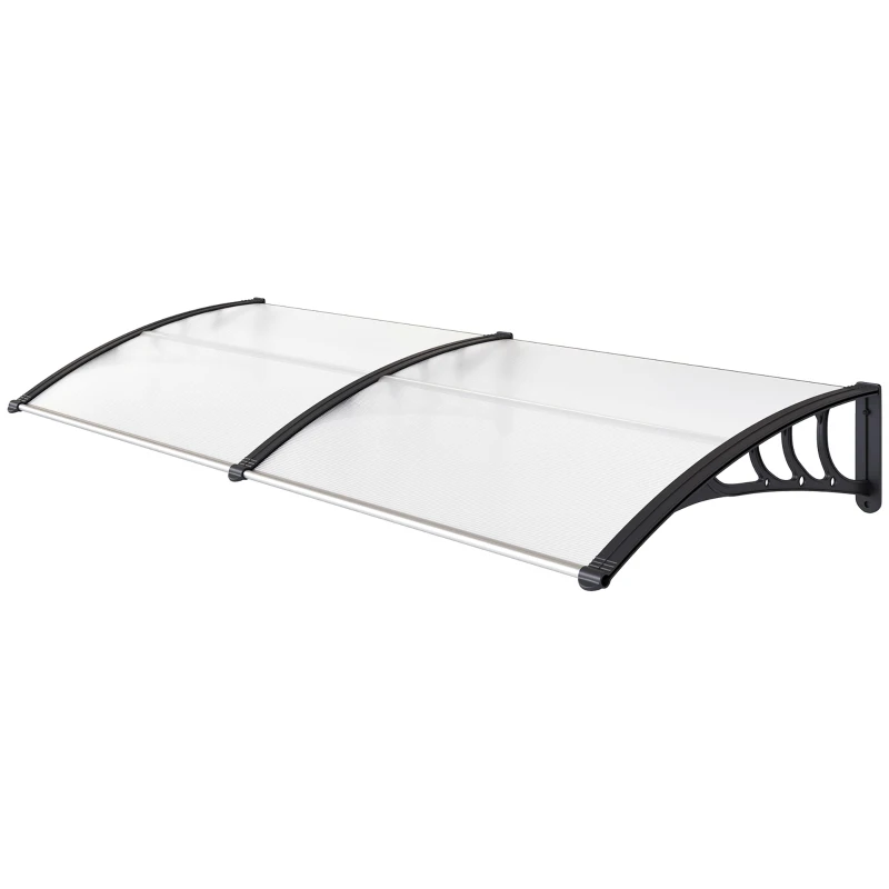 Outsunny Schuurluifel voor voordeur 80 x 195 x 23 cm 5 mm polycarbonaat aluminium transparant