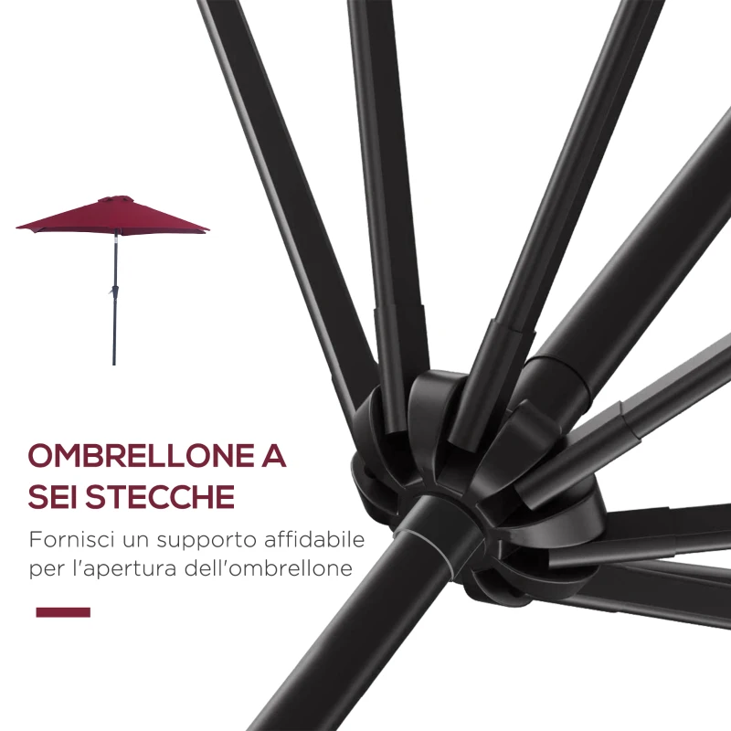 Outsunny Ombrellone da Giardino 2.6x2.4 m con Manovella e Testa Inclinabile, in Alluminio e Poliestere