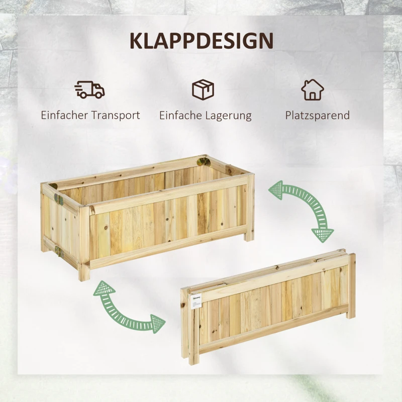Outsunny verhoogd bed, opvouwbare plantenbak, bloembak voor tuin, natuur
