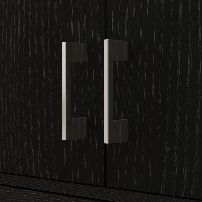 HOMCOM Buffet haut armoire de cuisine 4 portes 2 placards et 1 tiroir central hauteur 180 cm avec 2 étagères réglables noir
