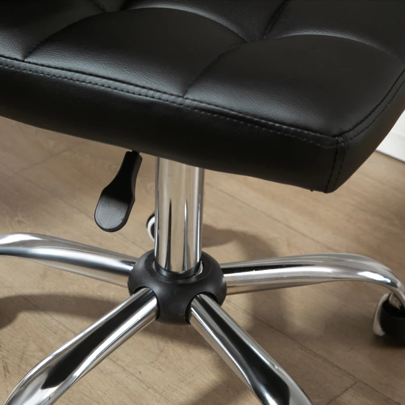 Vinsetto Chaise de bureau design contemporain pivotante 360° ergonomique hauteur réglable dossier assise capitonnés revêtement synthétique 52,5 x 54 x 93 cm noir