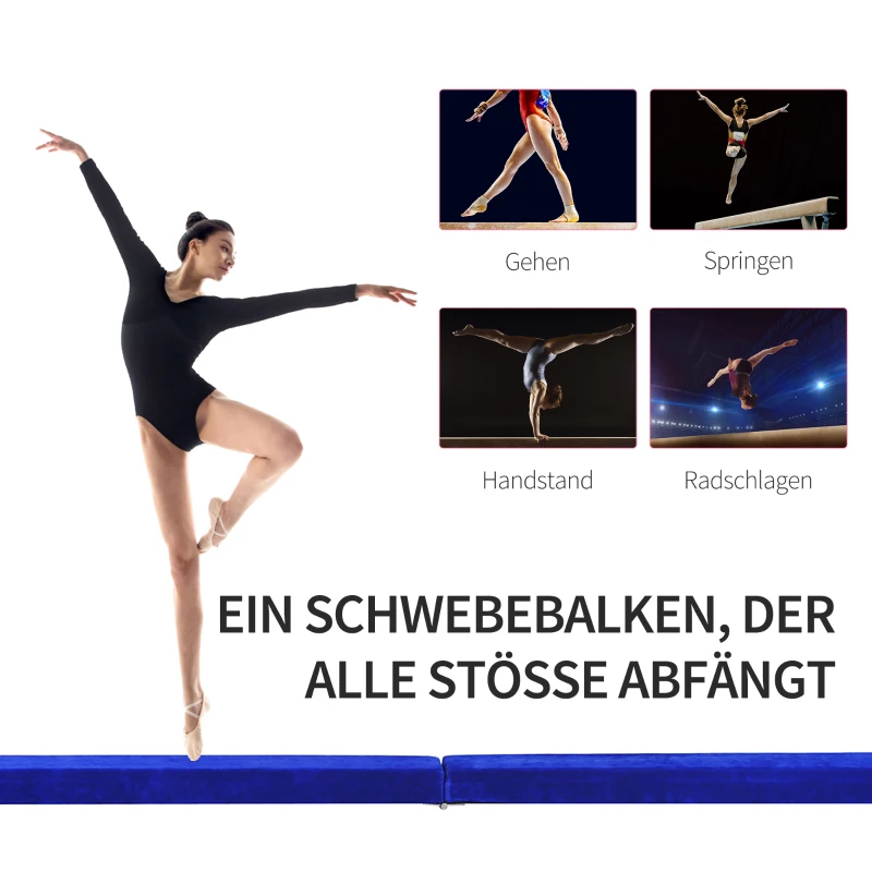 HOMCOM 210 cm balansbalk gym beam indoor outdoor tot 120 kg blauw(m-7)