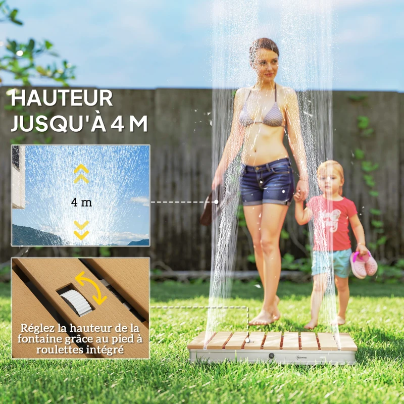 Outsunny Douche de jardin extérieure portable, douche de camping hauteur de fontaine réglable jusqu'à 4 m, 70 x 55 x 7,5 cm