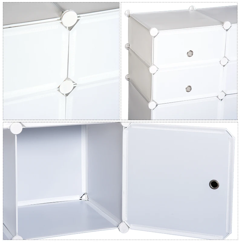 HOMCOM Armoire modulable étagère à rangement 3 Niveaux 6 cubes en Plastique + Autocollants décoratifs 75L x 37l x 73H cm Blanc