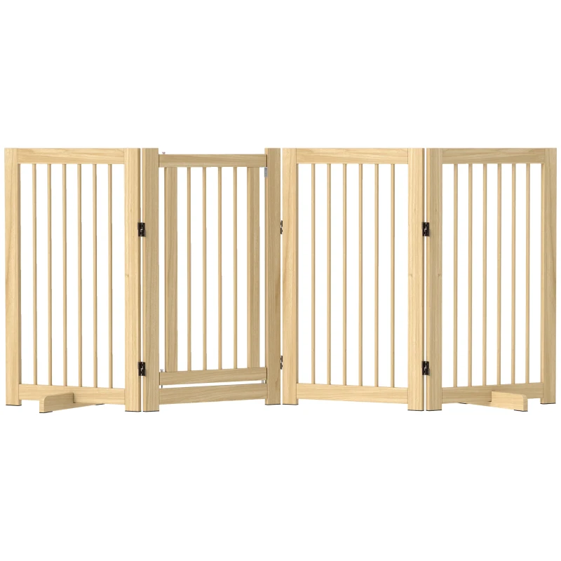 PawHut Hondenhek, vrijstaand, opvouwbaar, deur & voeten, houten frame, 220x36x91cm