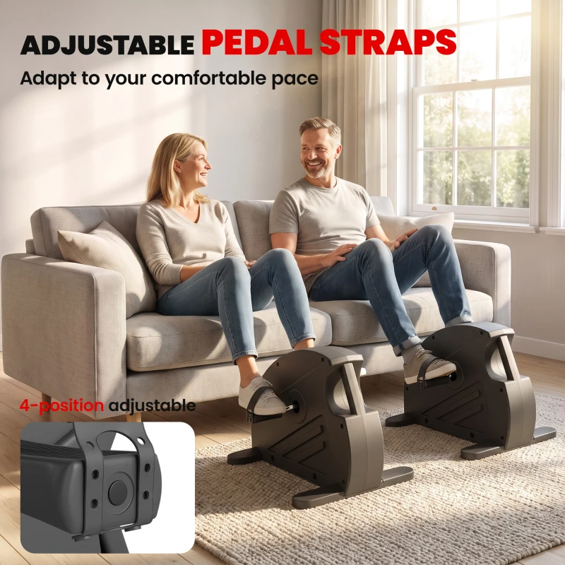 SPORTNOW Mini Exercise Bike with Stepless Adjustable Resistance, LCD Display and 4-Level Pedal Straps for Home Workout, Black