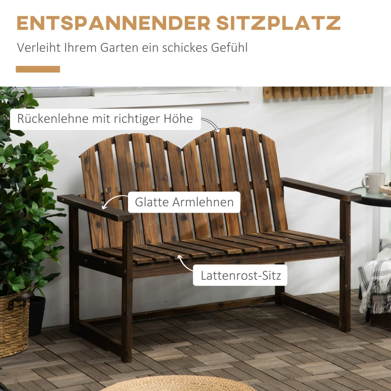 Outsunny Tuinbank voor 2 personen, rustiek ontwerp, grenenhout, 114x63x86 cm