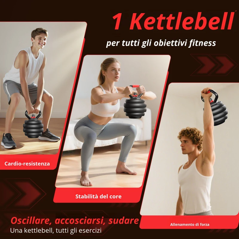 Set di manubri regolabili 5‑in‑1, set da 2, assorbente agli urti, che protegge il pavimento, antiruggine e inodore, 40,5x30,5x16 cm, Nero
