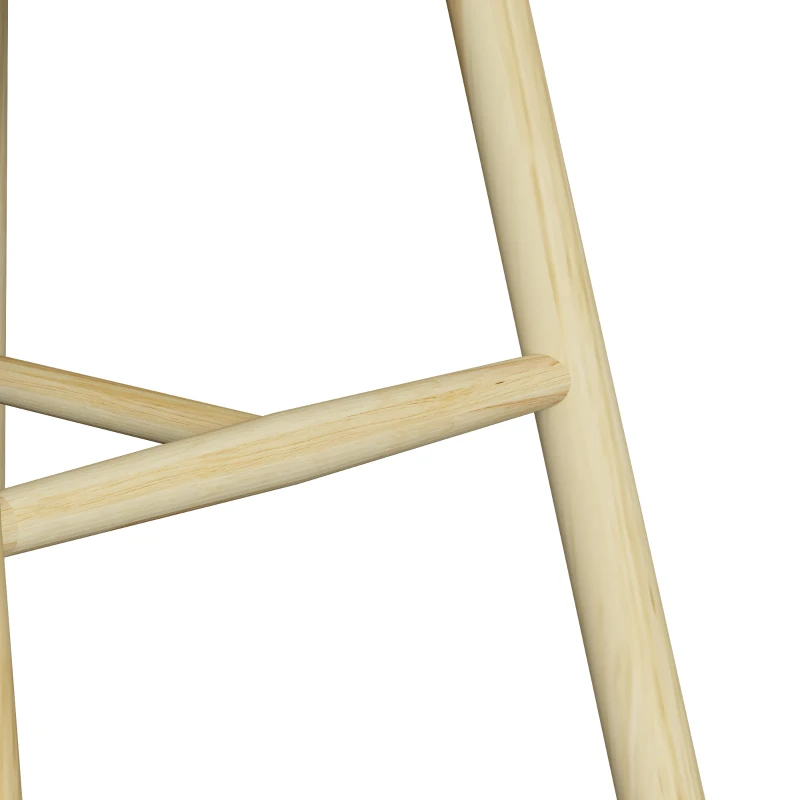 HOMCOM Lot de 2 Chaises de Salle à Manger, Chaises Cuisine en Bois d'Hévéa, Dossier Incurvé, Bords Arrondis, Bois Naturel