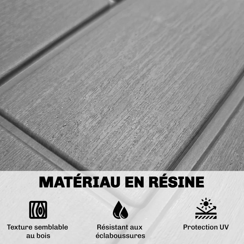 Outsunny Coffre de Rangement Extérieur 227 L Verrouillable avec Vérin à Gaz, Aspect Bois, 106,5x43x54,5cm, Gris