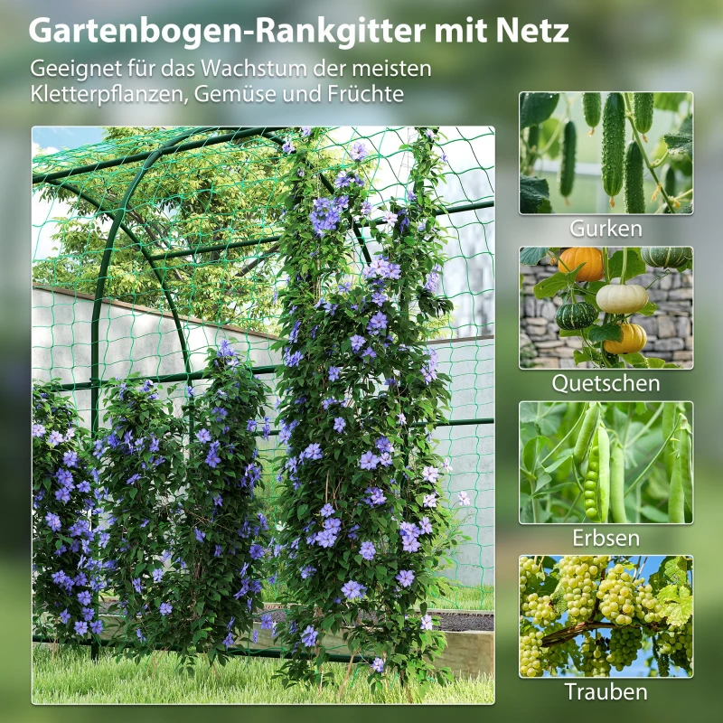 Outsunny Metalen Klimrek Boogvormig Roestvrij Rankhulp Komkommerrek 210 x 250 x 216 cm Donkergroen