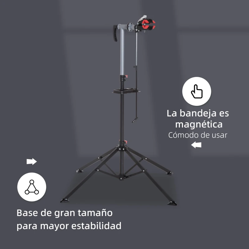 HOMCOM Soporte de Reparación Caballete para Bicicleta con Altura Ajustable y Giratorio 100x100x109-180 cm Negro