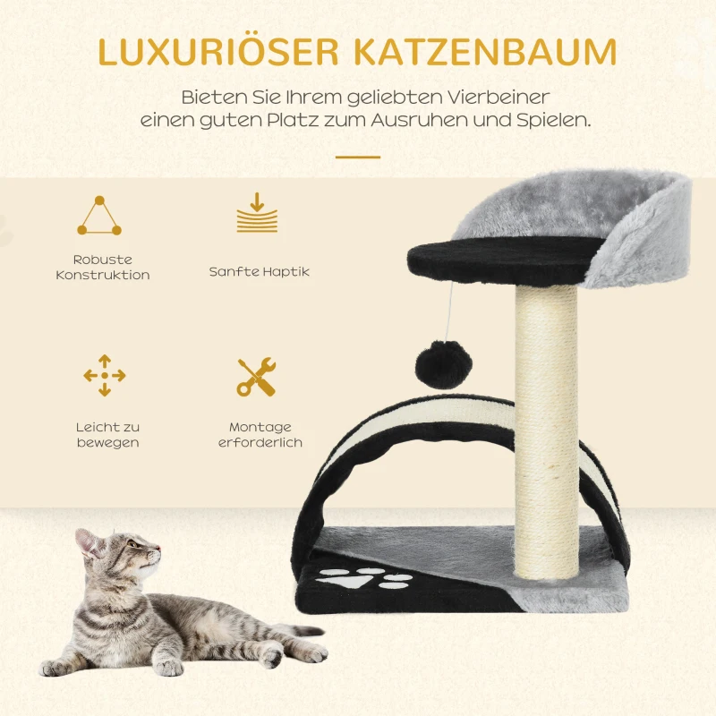 PawHut krabboom met speelballen, krabpaal voor katten, krabpaal met sisal, zwart + grijs, 36 x 36 x 44 cm 36 x 36 x 44 | Aosom.nl