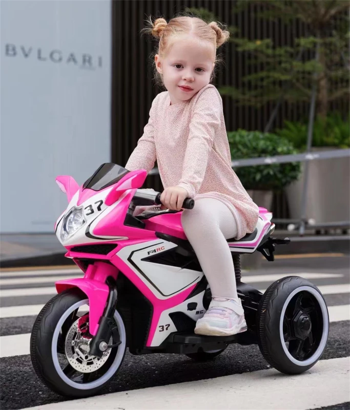 Moto elettrica per bambini, ruote luminose, marcia avanti/indietro e indicatore della batteria in tempo reale, 78,1x40,6x51,5 cm, Rosa