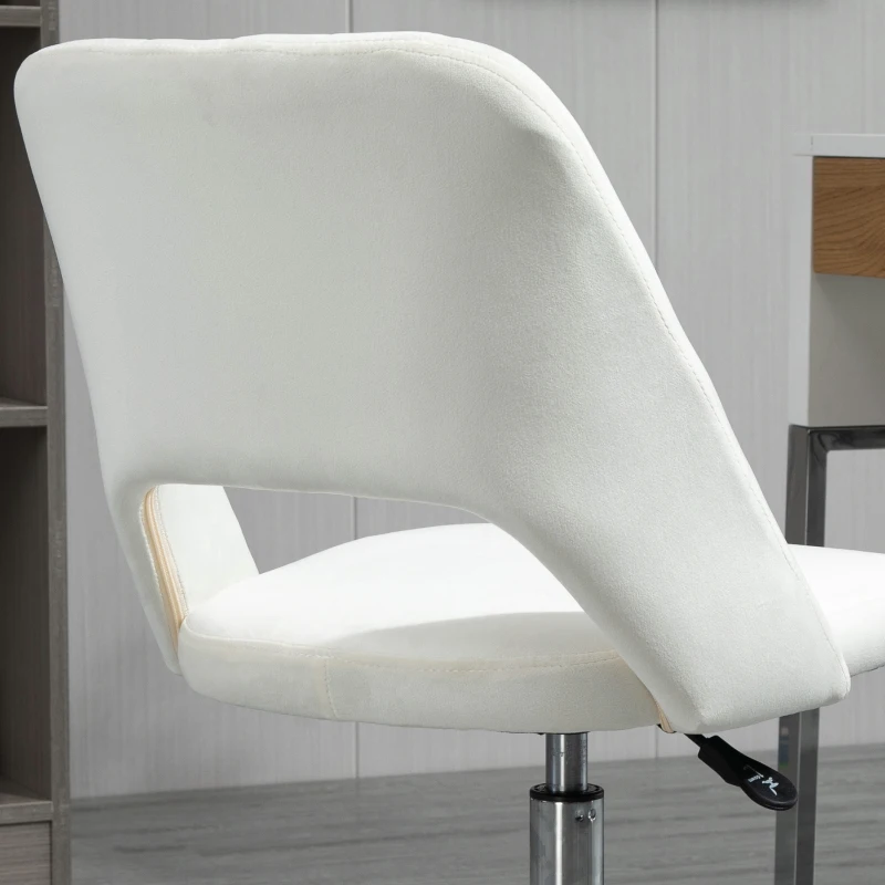Vinsetto kantoorstoel draaistoel bureaustoel in hoogte verstelbaar 360° draaibaar schelpvorm met naadlijn design schuimstof fluweelzacht polyester beige 49 x 54 x 79-91 cm