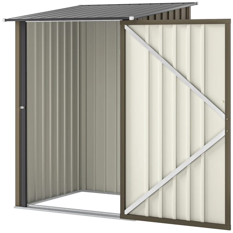 Outsunny Casetta da Giardino Porta Attrezzi in Acciaio Galvanizzato con Porta, 100x104x160 cm, Marrone e Grigio Scuro