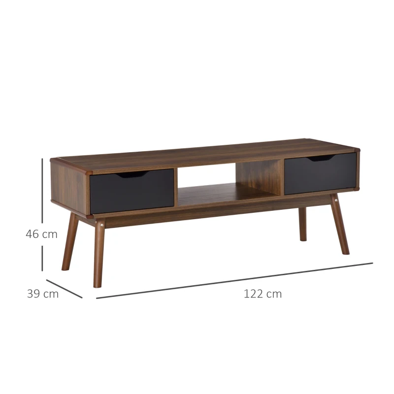 HOMCOM Meuble TV Banc TV avec rangement pour écran jusqu'à 50 pouces Support de Télévision en Bois pour Salon Chambre Aspect Noyer