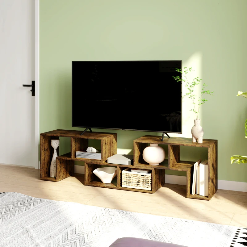 HOMCOM Three-Block Modular TV Stand - Rustic Brown