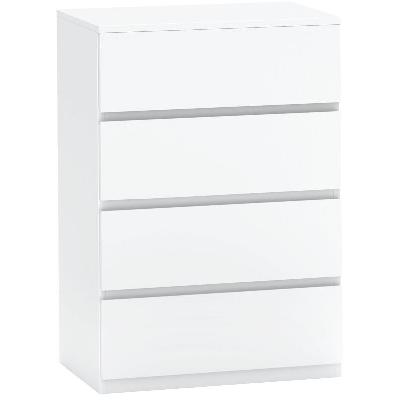 HOMCOM Witte Ladekast, Hoogglans, 4 Lades, 55 cm x 33 cm x 80 cm