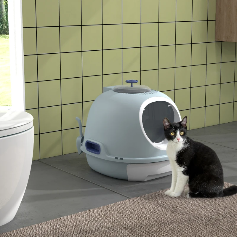 PawHut kattentoilet kattenbak dakraam bodembak schep draagbaar PP ABS