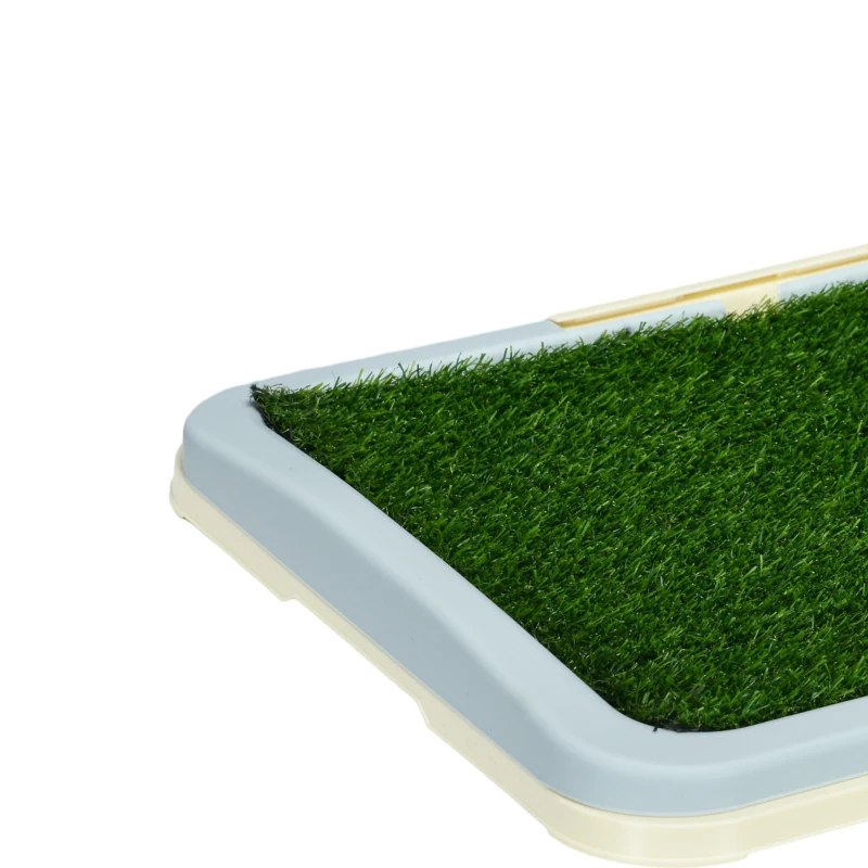 PawHut Honden Toilet Puppy Toilet Hondenbak, 2 Lagen, Kunstgras, Herbruikbaar, 63 x 485 x 6 cm, Groen + Wit