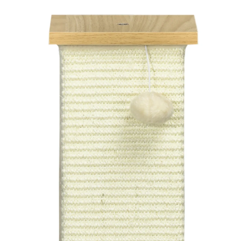 PawHut kattenboom, 80 cm, krabpaal voor katten met speelgoedbal, krabpaal van sisaltouw, krabpaal voor katten met krabplank, kattenmeubel, eiken+crèmewit