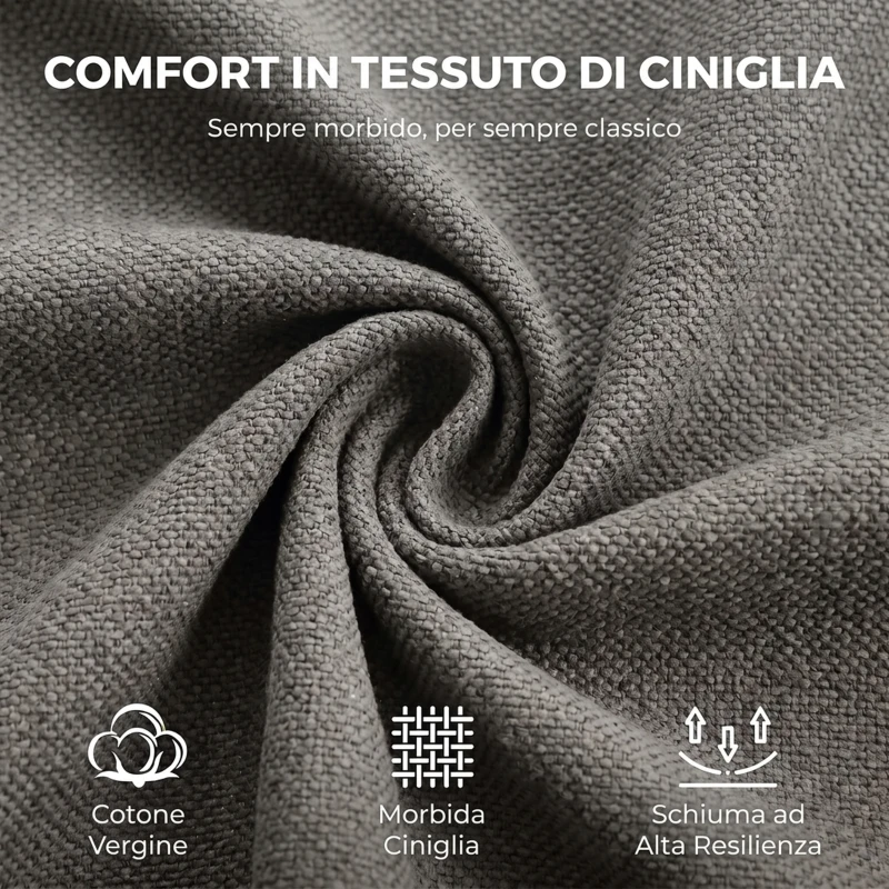 HOMCOM Sedia da Ufficio Girevole Regolabile in Altezza con Funzione Oscillante e Rivestimento in Ciniglia, Grigio