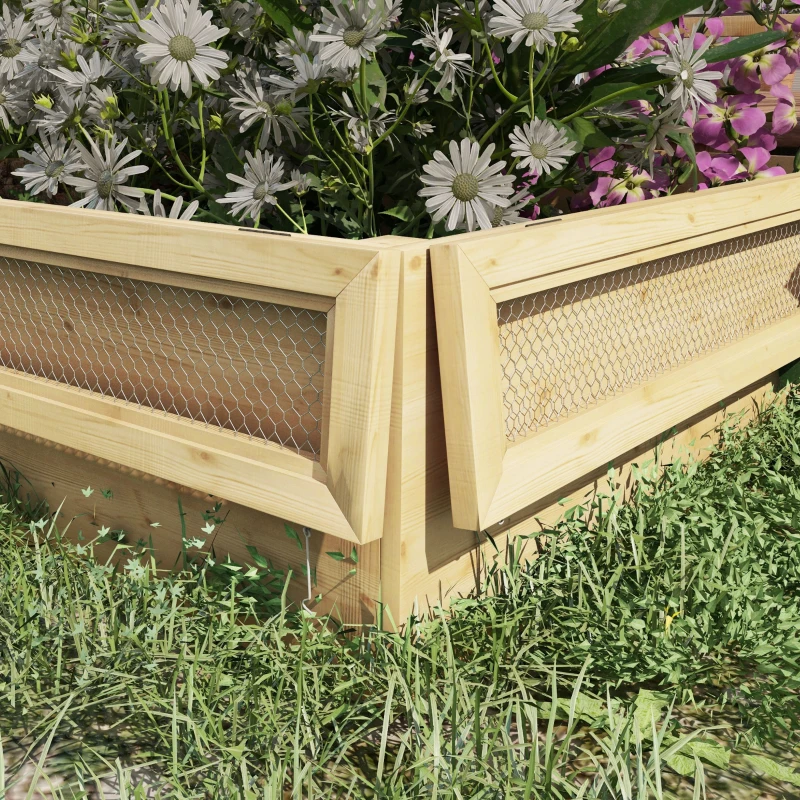 Outsunny Houten Plantenbak met Klimrek, Weerbestendig, 183 x 98,5 x 95 cm, Natuurlijk