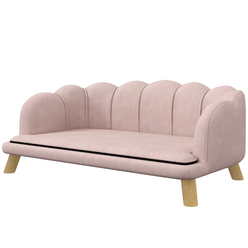 PawHut Huisdierensofa voor Middelgrote en Grote Honden tot 25 kg, Stevig Hout, Gepolsterd, Roze