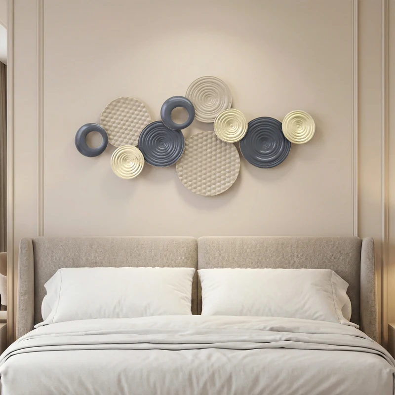 HOMCOM Metal Wall Art, Modern Hanging Wall Decor with Multi-Disc Design for Living Room Bedroom Dining Room