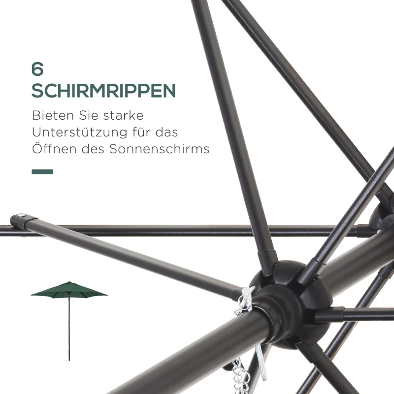 Outsunny Parasol Ø196 cm met kantelfunctie, zeshoekige balkonparasol voor strand balkon tuin, Groen