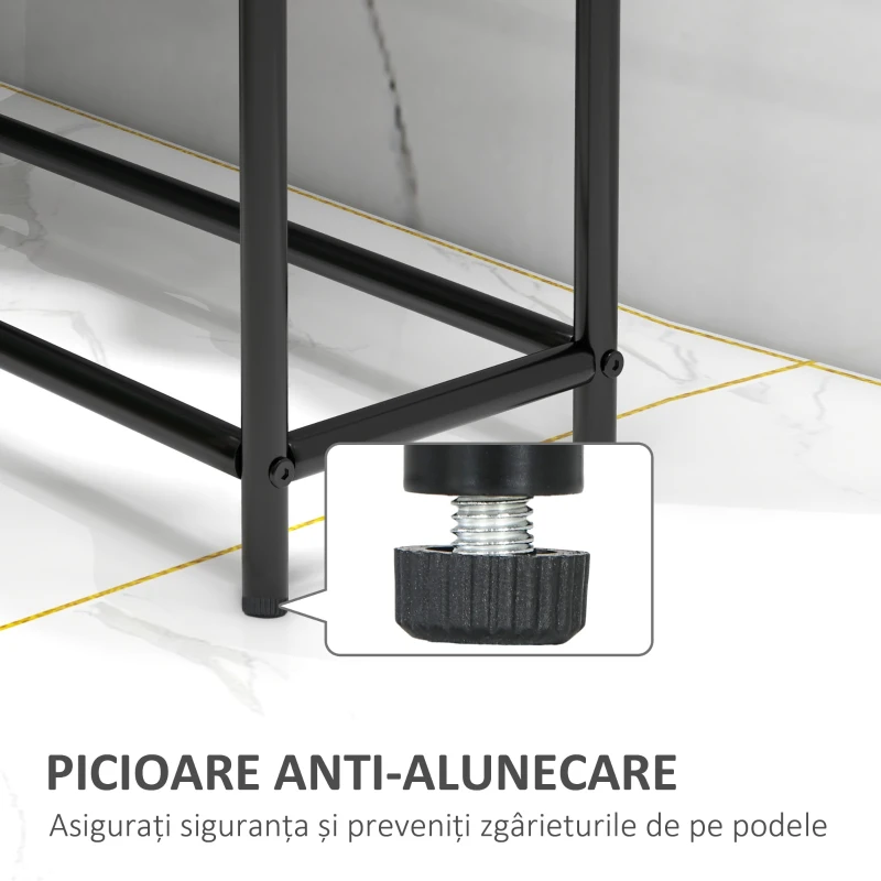 HOMCOM Suport prosop independent, 2 brațe, metal, 66x20x110 cm, negru