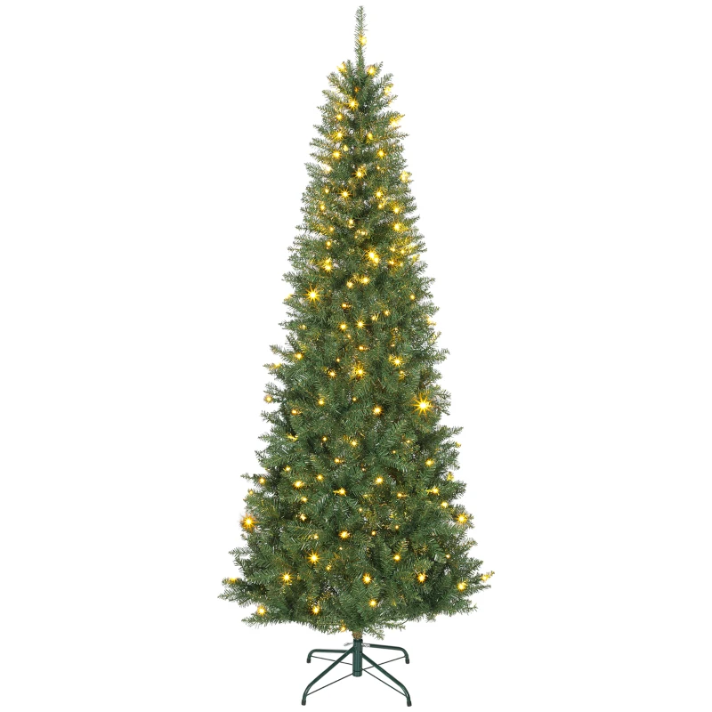 HOMCOM Albero di Natale 210 cm Illuminato con 350 Luci Bianche e Colorate, 9 Modalità di Illuminazione