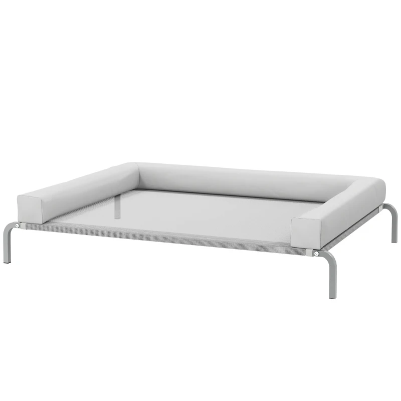 PawHut Cama Elevada para Perros Refrescante con Refuerzos Extraíbles Malla Transpirable y Marco de Acero 130x90x30 cm Gris