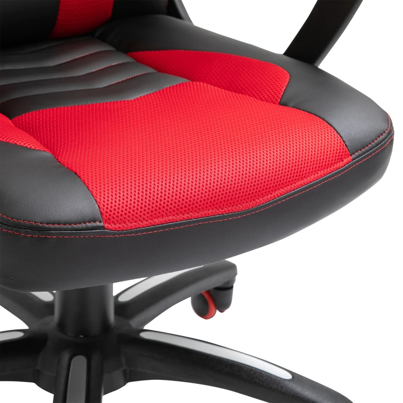 HOMCOM Bureaustoel Massagestoel met 6 Vibratiepunten Ergonomische Gamingstoel met Verwarmingsfunctie Kunstleer Rood 68 x 69 x 108-117cm
